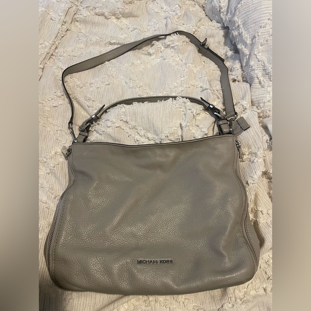 Michael Kors grey leather purse (shoulder strap plus crossbody)